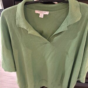 Ann Taylor Weekend Sage Green Cropped Sweater With Dolman Sleeves.